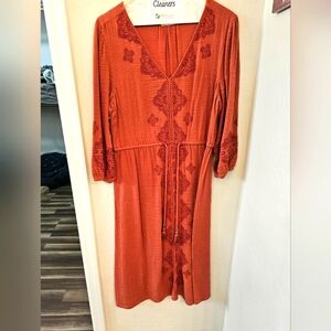 Embroidered Orange Dress